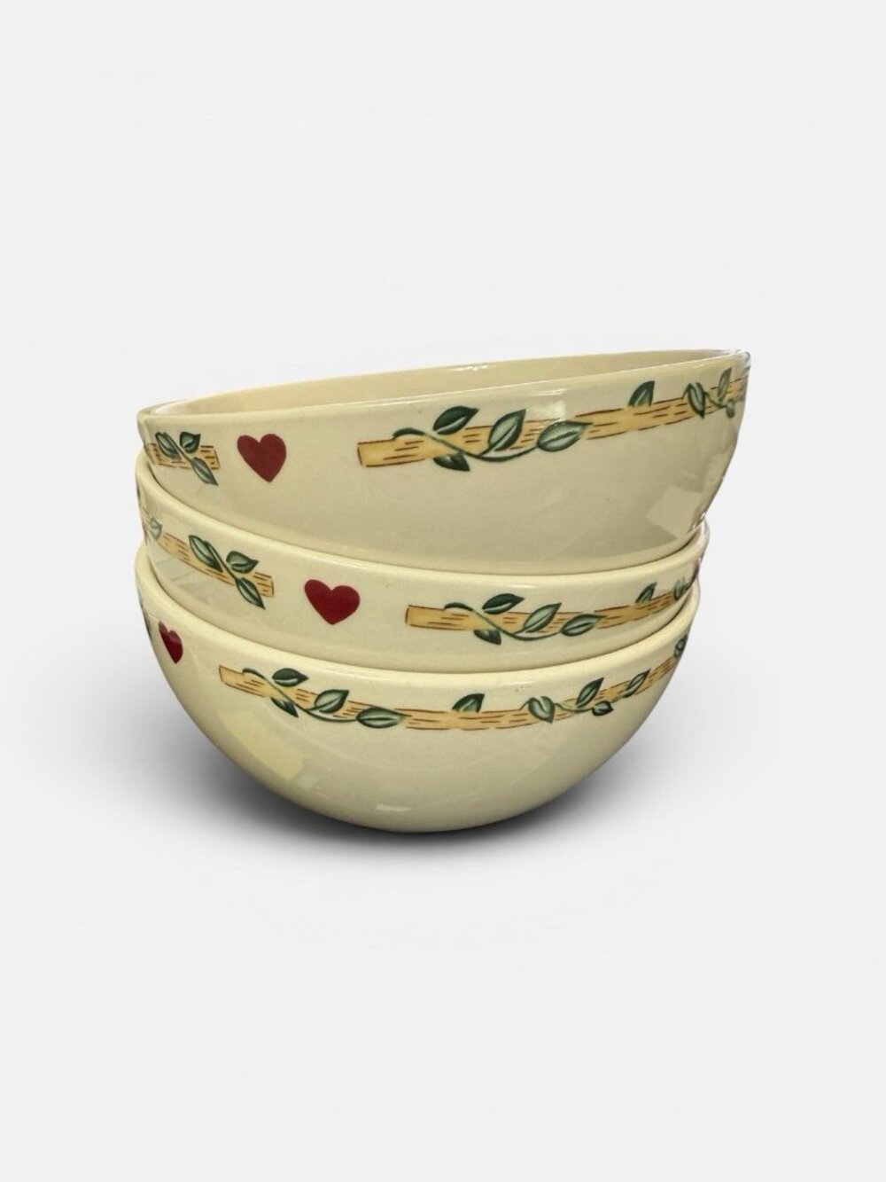 VTG 3  Thompson Pottery Bird House Cereal Soup Bowls 6 inch x 2.75 inch READ